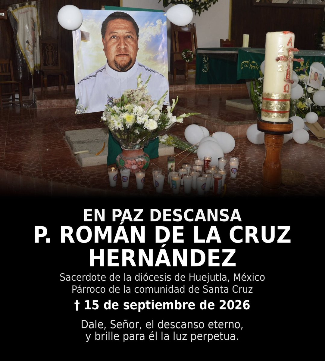 Pildorasdefe's tweet photo. MÉXICO: OTRO SACERDOTE ASESINADO ❗️
Asesinado dos días después de pedir un cese a la violencia. 🇲🇽

El padre Román de la Cruz Hernández, párroco de Santa Cruz en Huejutla de Reyes, fue asesinado el 15 de septiembre de 2026. Su cuerpo fue hallado en una carretera rural y presentaba múltiples heridas de bala.

Lo mataron 2 días después de una marcha por la paz donde los obispos gritaron: ¡Detengan la violencia!

En los últimos 7 años, 13 sacerdotes han sido asesinados en México.

Detengan la masacre contra los hijos de Dios.