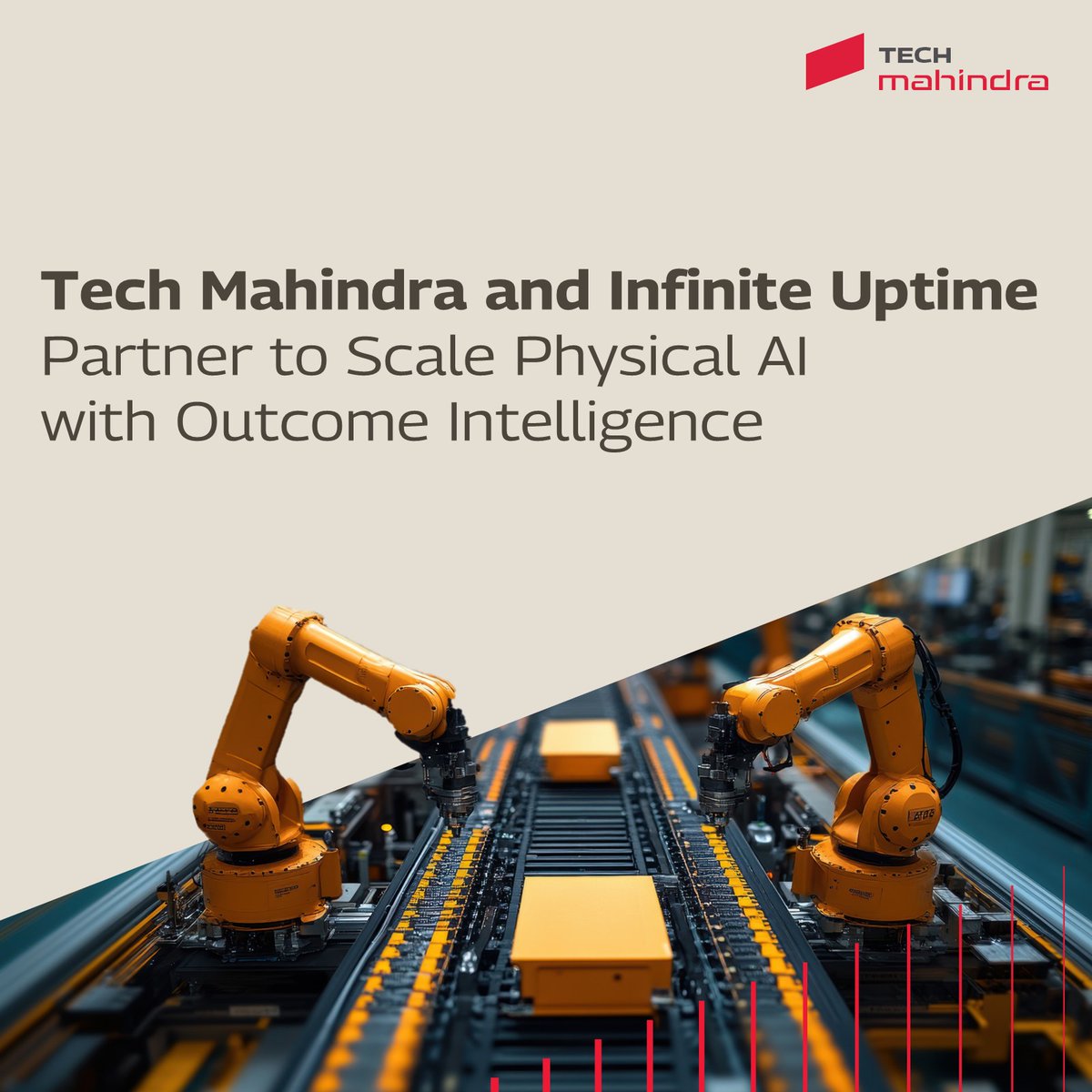 tech_mahindra's tweet photo. We're delighted to partner with Infinite Uptime to help manufacturers turn industrial intelligence into timely, actionable outcomes.

By combining Infinite Uptime's PlantOS™ with @tech_mahindra's manufacturing, IT-OT transformation, and integration capabilities, we're enabling enterprises to move beyond predictive insights and embed prescriptive intelligence into plant operations.

Together, we're helping drive greater reliability, productivity, and operational resilience across asset-intensive industries. Here's what Manikantan Neelakantan and Karthikeyan Natarajan has to say about this strategic #partnership: https://t.co/x27Q5AcUTW

#ScaleAtSpeed #TechMahindra #InfiniteUptime #PhysicalAI #Manufacturing #IndustrialAI #ITOT