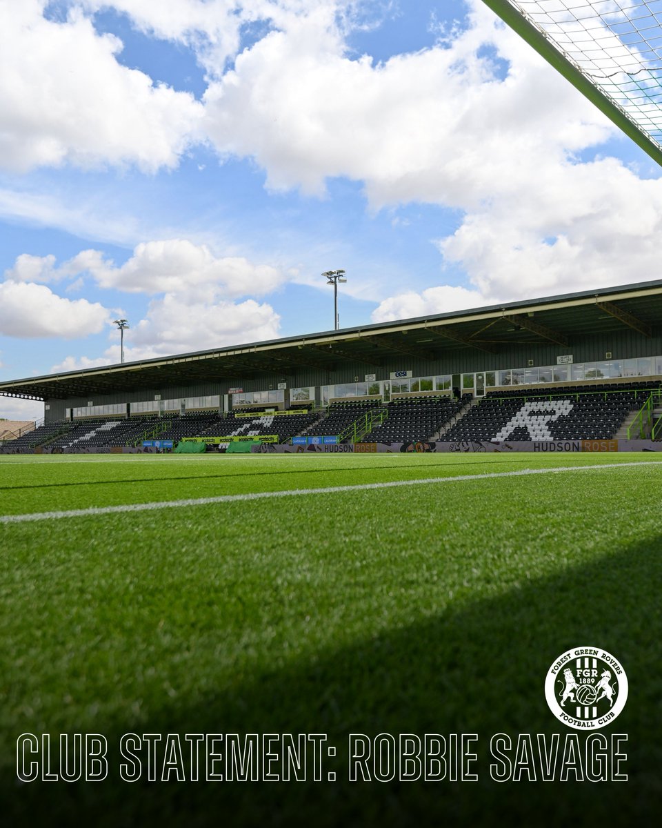 FGRFC_Official's tweet photo. Club Statement on the future of FGR manager Robbie Savage

FGR Chairman Dale Vince said: “We have given Robbie Savage permission to speak to Peterborough.

He wanted to leave the club for personal reasons, reasons which we understand and respect.

He’s been offered the job, and we’re now in a negotiation with Peterborough on the terms.

We wish Robbie the very best.”

#WeAreFGR💚