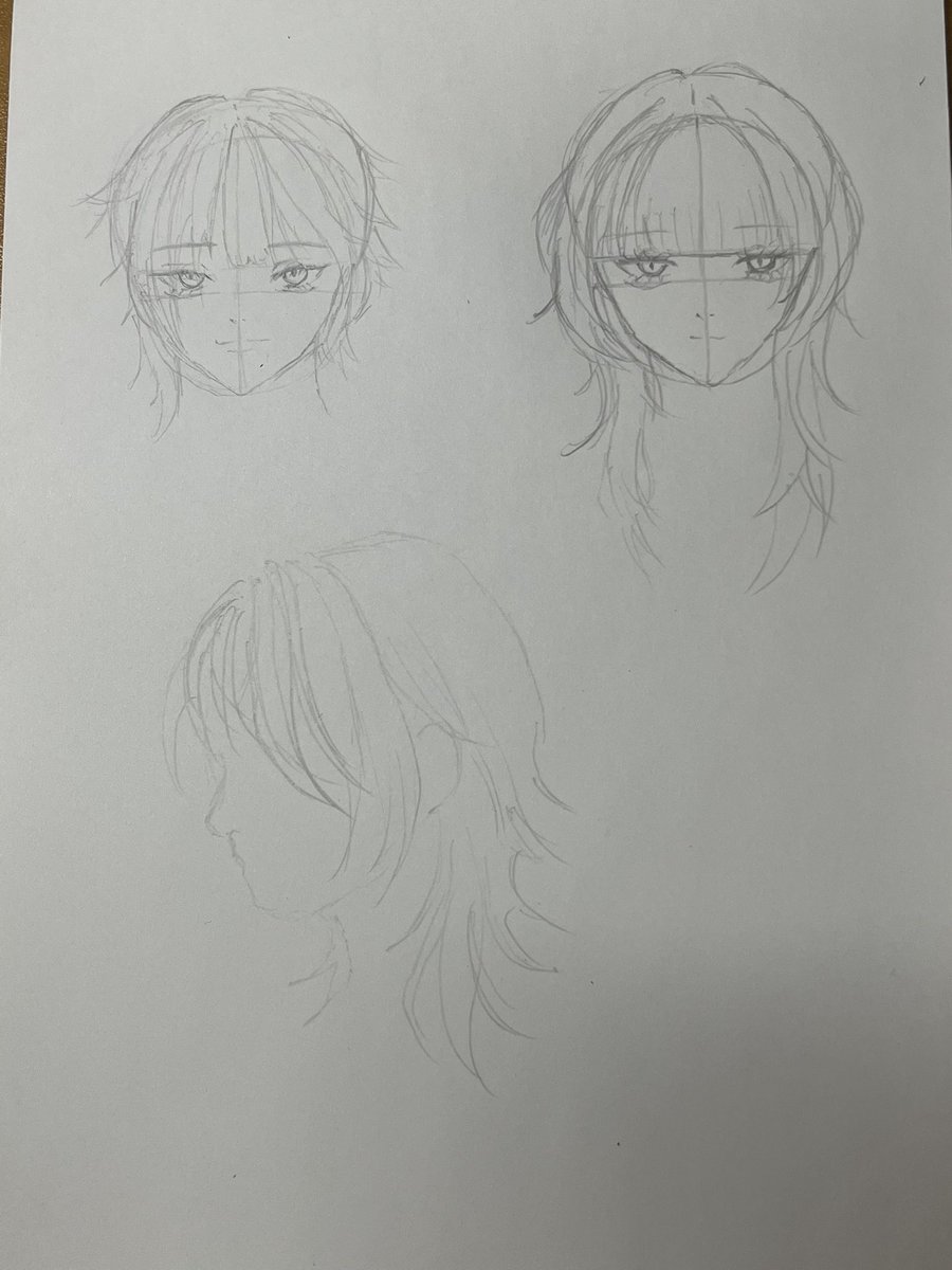 maigo_koko's tweet photo. 6日目
髪の毛は参考画像を写させてもらった
まだ自力では描いてないけどだいぶコツ掴めたかも！
今まで髪って真っ直ぐな線しか描いてなかったけど、毛束だから結構不思議な形にもなるんだ

メッシュウルフの方参考にするとやりやすい
#イラスト練習中 https://t.co/uSNXABheAi