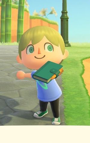 tintintintiny's tweet photo. he’s showing off his self portrait like an animal crossing character https://t.co/obJoDeqVi0