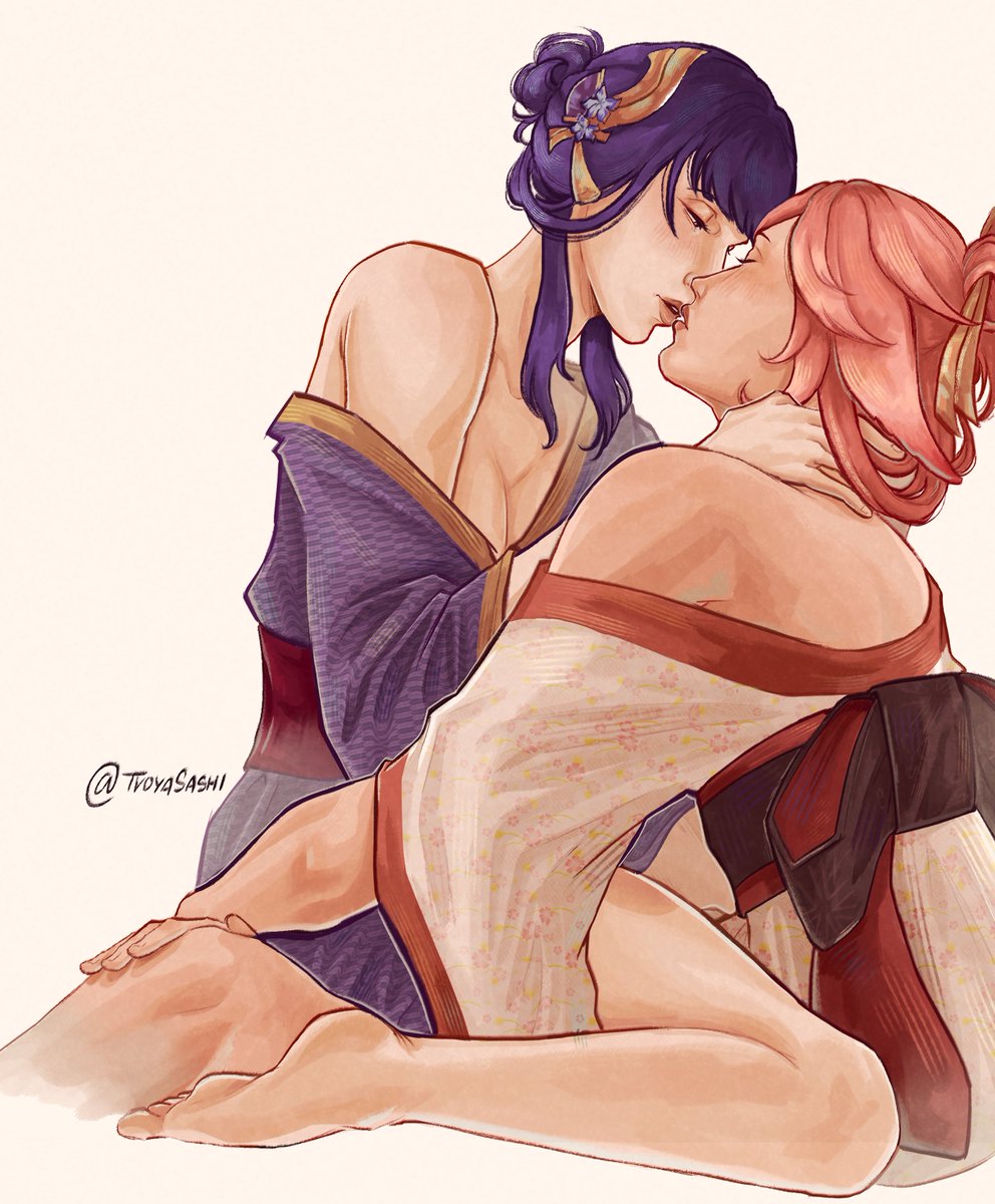 tvoyasashi's tweet photo. after bath shenanigans #eimiko #genshinfanart #raidenei #yaemiko https://t.co/PHrPretDGe