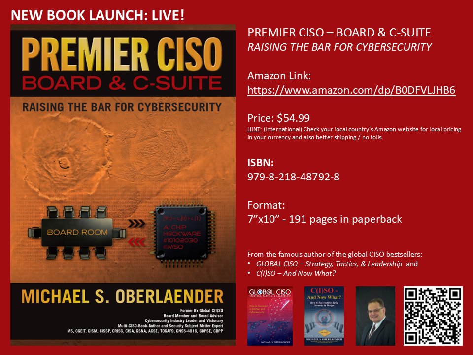 MSOberlaender's tweet photo. #Booksale #Cybersecurity #Leadership #CISO #CSO #CEO #CFO #COO #CLO #CCO #CIO #CTO #CMO #CHRO #Board #Directors #BoD #InfoSec #Books #BooksWorthReading https://t.co/ReyUdwZFPj