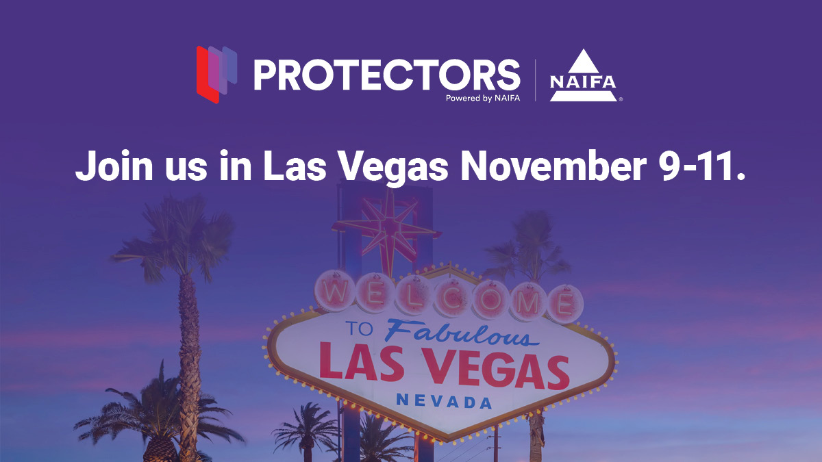 NAIFA's tweet photo. This November, the life and annuity industry comes together in Las Vegas. Protectors, powered by NAIFA, offers three days of education, connections, and conversations with professionals from across the protection economy. We hope to see you there: https://t.co/rgGDcm8nWu https://t.co/CbH1tEjsUo