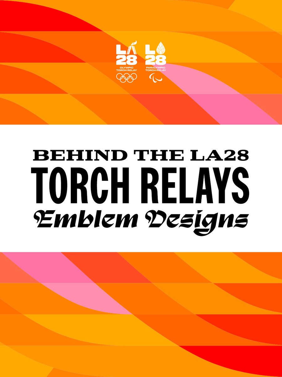 LA28's tweet photo. An epic addition to the LA28 emblem system! 🔥 Scroll through to learn more about the inspiration informing the LA28 Olympic & Paralympic Torch Relay 'A's, then sign up for the LA28 newsletter below to never miss 'A' moment of the Torch Relay journeys. ​
🔗: https://t.co/3Mak9RAEQJ