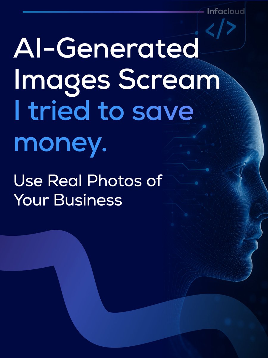 infacloud's tweet photo. AI-generated images scream "I tried to save money."

Use real photos of your business. Real team. Real results. Customers can spot the difference instantly.

Get started at https://t.co/5sgAVA7Lt5

#WebDesign #SmallBusiness #Branding https://t.co/aJcNzjNqsP