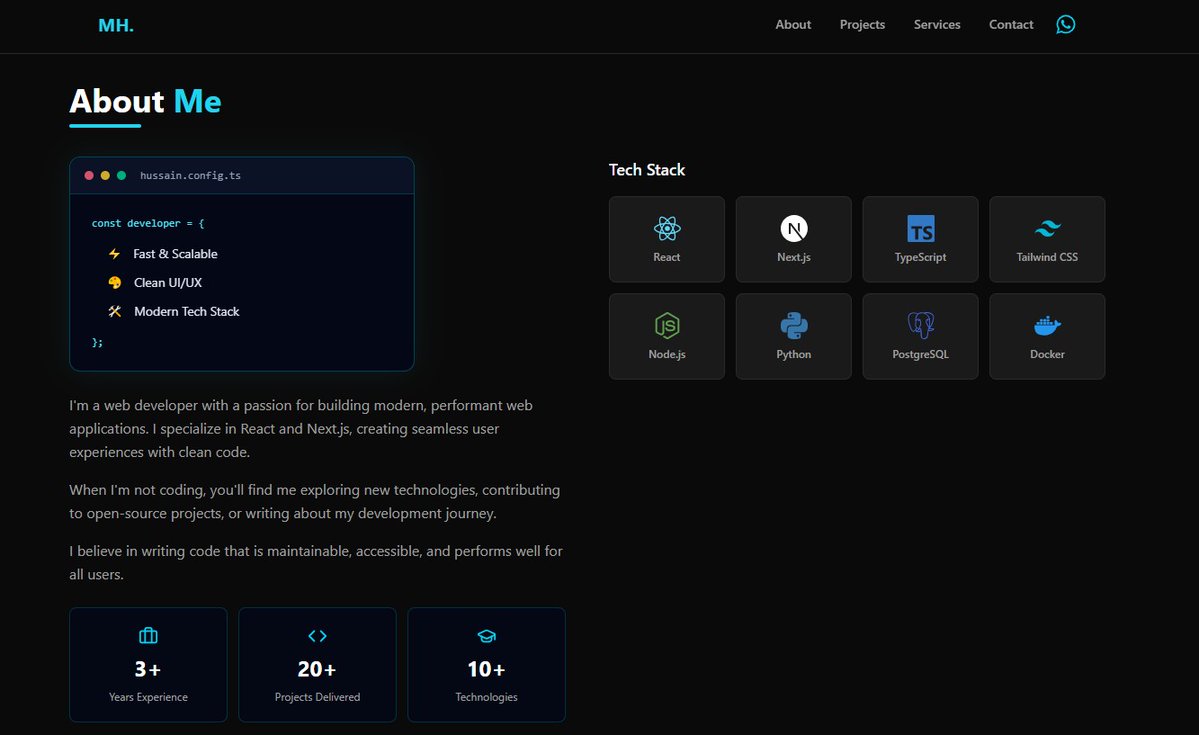 MHussain_WebDev's tweet photo. Rebuilt my Full-Stack Developer portfolio from scratch! 

Specialized in React.js, Next.js, Node.js &amp; modern UI/UX design that actually converts visitors into customers.

 Live Demo: https://t.co/5ys1Elc8nZ

DM is open for freelance projects &amp; custom web development! https://t.co/yuDvliq3nr