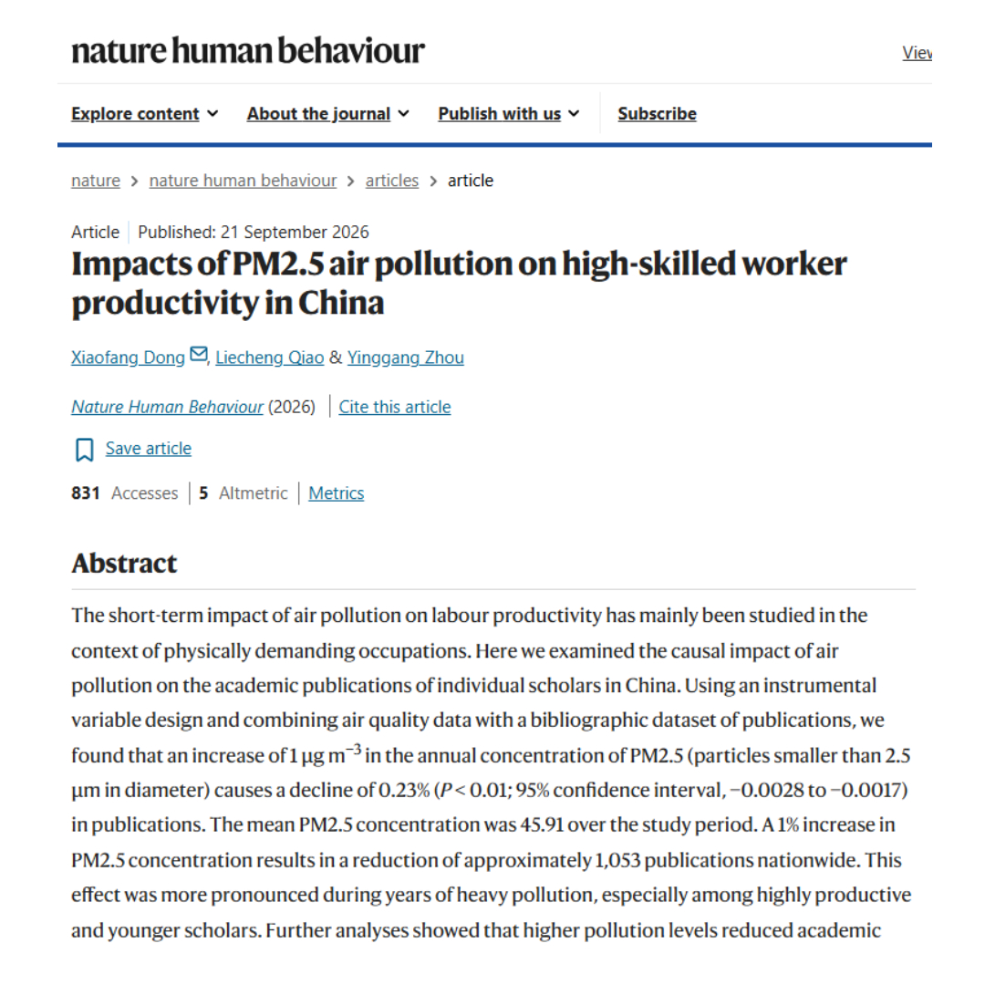 _atanas_'s tweet photo. Higher air pollution was linked to fewer scientific publications among researchers in China. https://t.co/mXPdeLjopV