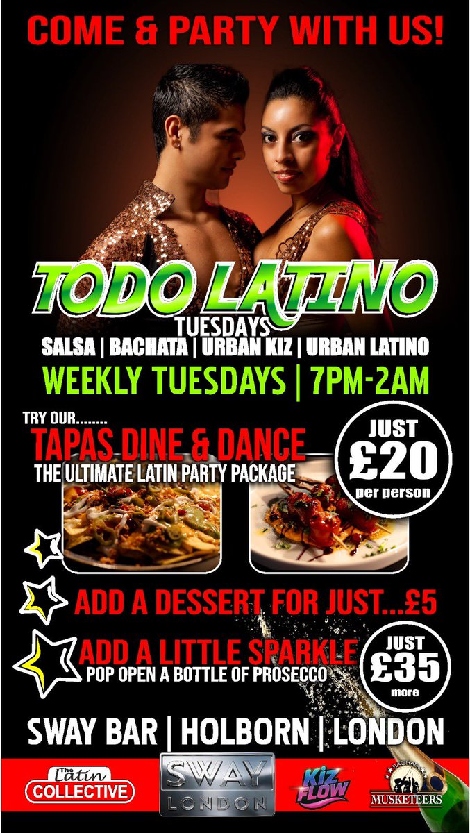 SalsaDancingAng's tweet photo. https://t.co/CXTTfkwluD #salsa &amp; #bachata classes and social . #beginners welcome to. Start 7pm at sway bar great queen st Holborn . https://t.co/DcL3qonPyz