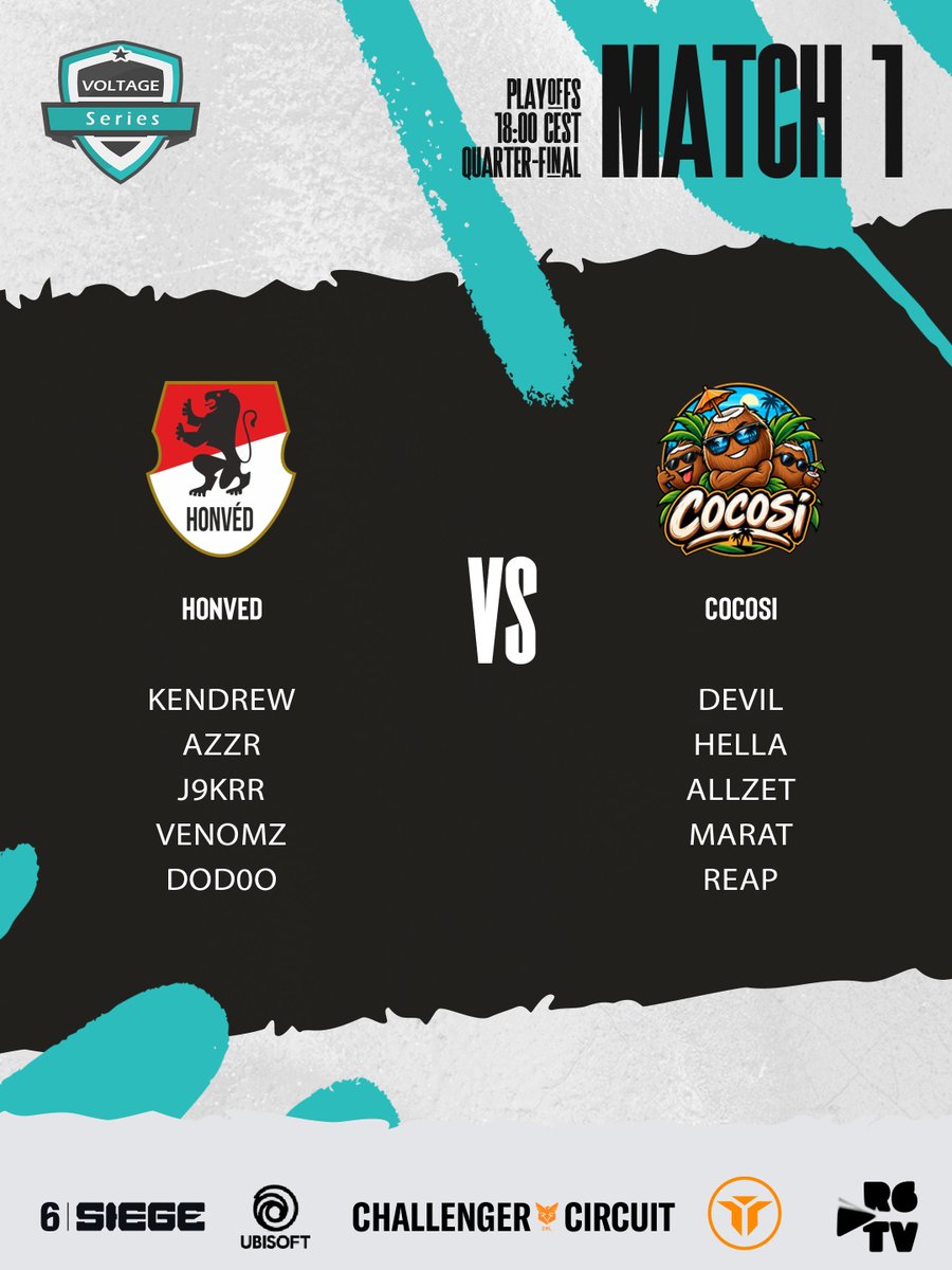 VoltageSeries's tweet photo. The Quarter-Finals are underway! ๐ฅ
@HonvedEsport ๐ #Cocosi kick off the Playoffs in our first BO3 of the night
๐ GIVEAWAY: 2ร 1,200 R6 Credits
๐ฌ Type !GIVEAWAY in Twitch chat to enter!
๐บ https://t.co/DkGnUvqwRy
#R6Esports #VoltageSeries https://t.co/XpMi2DAYJ2