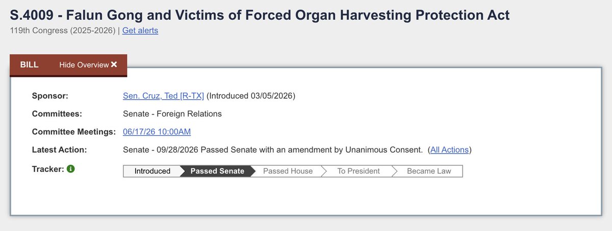 FalunInfoCtr's tweet photo. NEWS: the Senate just passed S. 4009, the Falun Gong and Victims of Forced Organ Harvesting Protection Act. A major step toward accountability for forced organ harvesting in China. 🇺🇸 https://t.co/EEfpYPxyAA