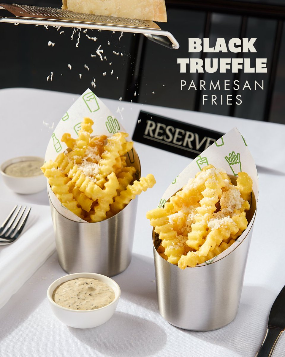 shakeshack's tweet photo. Worth the wait. Our Black Truffle Menu has returned!

Black Truffle Burger
Black Truffle 'Shroom Burger
Black Truffle Shack Stack
Black Truffle Parmesan Fries

Now available in Shacks nationwide. https://t.co/SwX6O7mISG