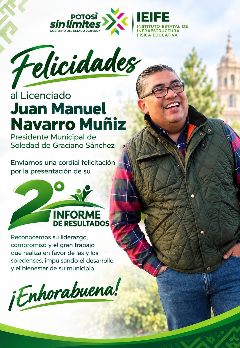 Estataleduc2127's tweet photo. A nombre de nuestra directora general y de las y los servidores públicos que conformamos el Instituto Estatal de Infraestructura Física Educativa SLP. Enviamos una sincera felicitación al Lic. Juan Manuel Navarro, por la presentación de su Segundo Informe de Resultados. https://t.co/jCAqral61v