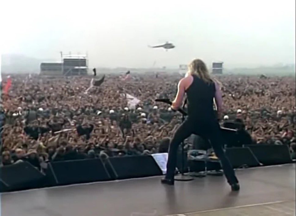 historyrock_'s tweet photo. This week marks the 35th anniversary of the Monsters of Rock concert in Moscow.

On September 1991, Moscow hosted the largest rock concert ever held up to that point. AC/DC, Metallica, Pantera, The Black Crowes and Gorky Park performed before a crowd estimated at between 600,000 and 1.6 million people, according to various sources.

The show took place just months before the dissolution of the Soviet Union. AC/DC’s Angus Young later recalled the scene of thousands of fans sleeping outdoors around campfires, waiting for their turn to see the band perform.

Pantera opened the festival at 10 a.m. making a huge impression despite the early hour, while Metallica closed before a sea of people stretching to the horizon, in one of the most memorable moments in the entire Rock History.