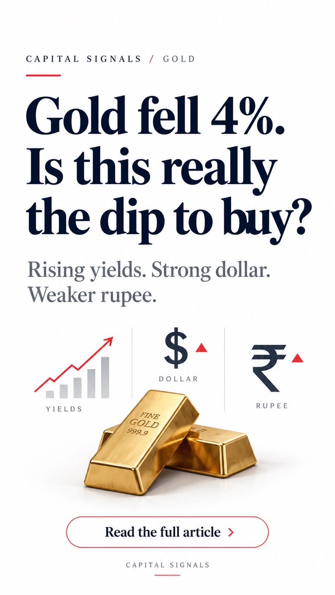 rish2274's tweet photo. The dip in gold looks tempting until you see what is driving it.

I broke down the 4 signals Indian investors should watch before buying the dip.

Read the full article on Capital signals.

https://t.co/uwH8xW1t2m https://t.co/VfwE3zvtkA