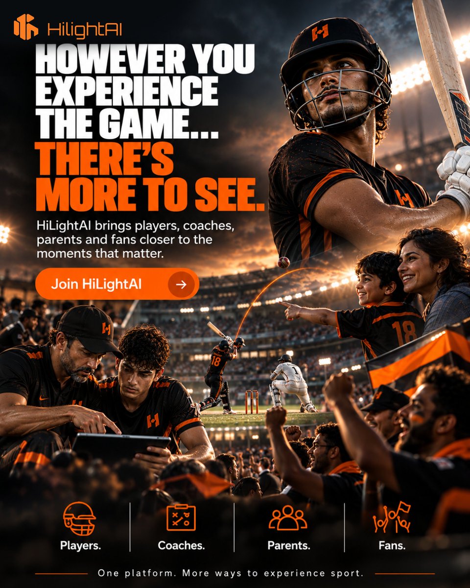 HiLight_AI's tweet photo. One Game. Many Perspectives. One Smarter Way to Experience Sports.
 
👉 Follow HiLightAI and discover a smarter way to see the game.
 
#HiLightAI #SportsAI #AIinSports #SportsAnalytics #CricketAnalytics #PlayerPerformance #SportsPerformance #GameAnalysis #CoachingInsights https://t.co/5VE9HWfcAi