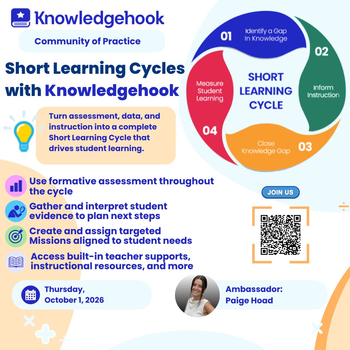 knowledgehook's tweet photo. 🔄 Short Learning Cycles with Knowledgehook

Connect assessments &amp; instruction in a cycle that supports responsive teaching and student growth.

Explore formative assessment, teacher supports &amp; progress monitoring.

📅 Oct. 1
⏰ 4 PM EST
🎤 Paige Hoad

🔗 https://t.co/xUNgoV7eE2 https://t.co/nIFpsRqEf3