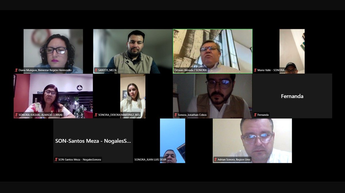 OctavioAlmada1's tweet photo. Buenos días 😃

Desde #CDMX, en reunión virtual con las y los directores regionales de Bienestar en Sonora revisamos los temas relacionados con la organización y operación de los consultorios del Servicio Universal de Salud. 🤝🩺

Dimos seguimiento a lo compartido ayer en la reunión nacional para fortalecer la coordinación y el trabajo en cada región.

Con nuestra 🇲🇽 PresidentA @Claudiashein, seguimos sumando esfuerzos por el bienestar de nuestra gente, con cercanía, sensibilidad y vocación de servicio. 🫶

El poder sólo tiene sentido cuando se pone al servicio de los demás. 🙌

#PorElBienDeTodosPrimeroLosPobres
