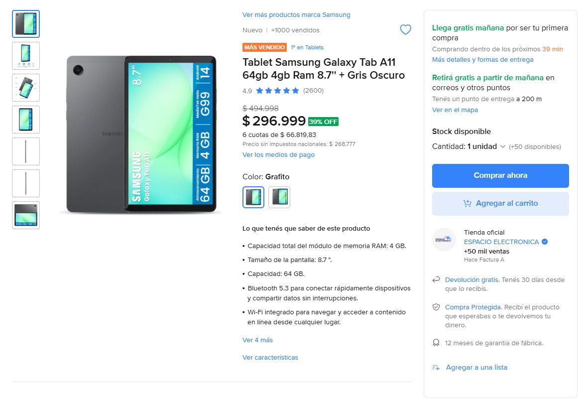 LaDatadelPrecio's tweet photo. 📱 39% OFF en una Samsung Galaxy Tab A11
Tablet Samsung Galaxy Tab A11 de 8,7”, con 4 GB de RAM y 64 GB de almacenamiento. Ideal para estudiar, mirar series, navegar o usar todos los días.
💰 Bajó de $494.998 a $296.999
🔥 39% OFF
🏆 #1 más vendida en tablets
⭐ 4.9/5 con +2.600 opiniones
🏪 +1.000 vendidos
💳 6 cuotas de $66.819
Si buscabas una tablet Samsung sin irte a precios mucho más altos, esta está para mirar.
👉 https://t.co/qo12C3w8ow