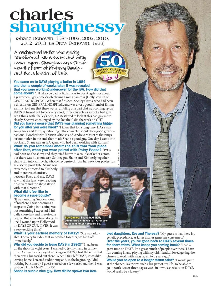 fortheloveofcs's tweet photo. Charles Shaughnessy and Patsy Pease were featured in Soap Opera Digest’s special commemorative issue for the 50th anniversary of Days of Our Lives in 2015. 

📖 Soap Opera Digest, March 2015

#charlesshaughnessy #patsypease #daysofourlives #soapoperadigest https://t.co/N4xISL96dY