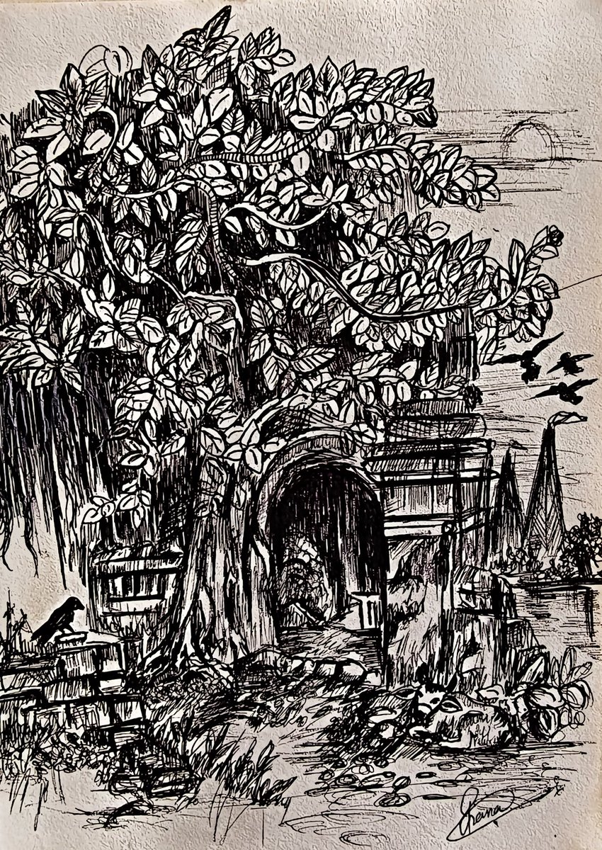 kpranav792's tweet photo. “Where Nature Meets Art” 🌿🖊️
A detailed black-pen artwork capturing the beauty of nature, ancient architecture, flowing water and peaceful surroundings.
Every line tells a story. ✨
#BlackPenArt #PenDrawing #artpranav #NatureArt #IndianArtist https://t.co/477W7mPSlD
