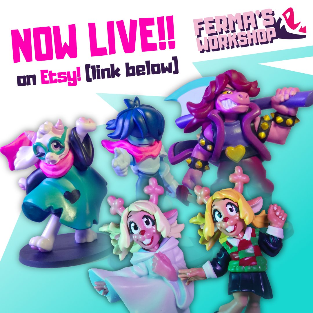 Fermadr0x's tweet photo. All painted variants of the Deltarune figs are now available on Ferma's Workshop!
Go check them out!! (link below)

#DELTARUNE #Noelle #Kris #Susie #Ralsei https://t.co/sWF1fHMP9k