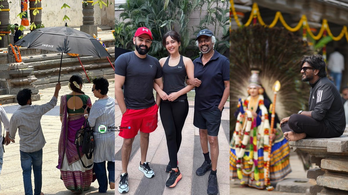 FantasyAfsane's tweet photo. 🚨 #DHARMAN UPDATE! 🔥

#Rajinikanth was spotted in a traditional shirt-veshti look as the film’s temple schedule takes place in Mysore. 🙏

#Dharman #Rajinikanth #RaashiKhanna #TamilCinema #Kollywood #SouthCinema https://t.co/phHvMeX9sE