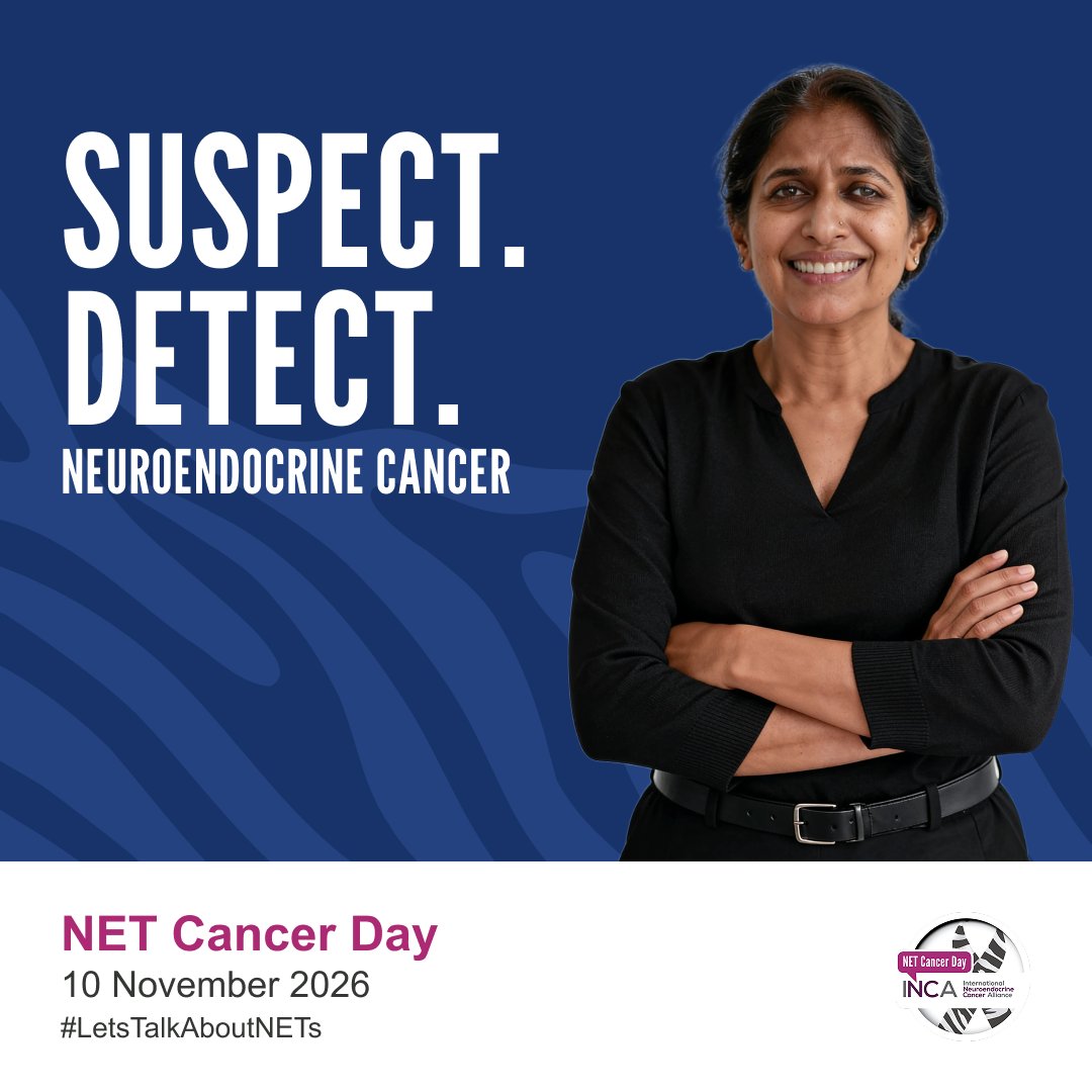 netcancerday's tweet photo. #NETCancerDay is on November 10th.
📌We unite to raise awareness of NETs - SUSPECT the disease behind the disguise of common symptoms and take the lifesaving action to DETECT it.
✅Share resources in your language from INCA’s toolkit: https://t.co/ieoQyMder4
#LetsTalkAboutNETs #NETCancerDay