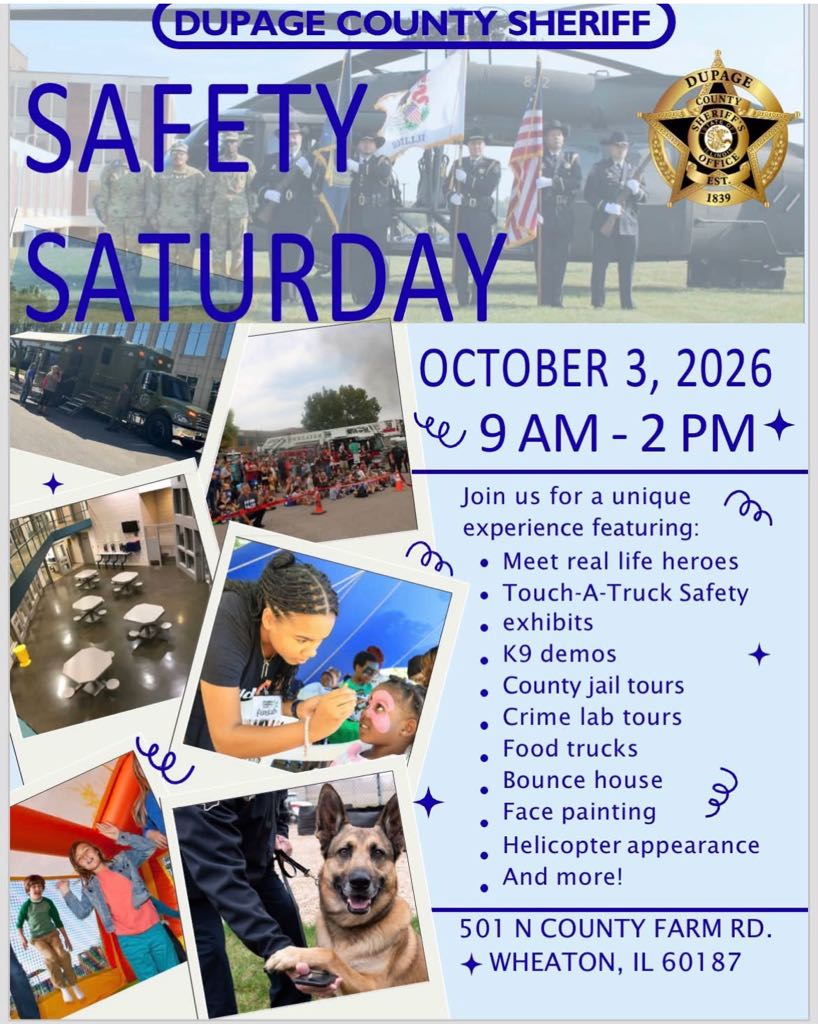 DuPageSheriff's tweet photo. Reminder!!!  Reminder!!!
We are four day’s away from Safety Saturday!  https://t.co/e7iNKKllue https://t.co/1YfN2Utz5b