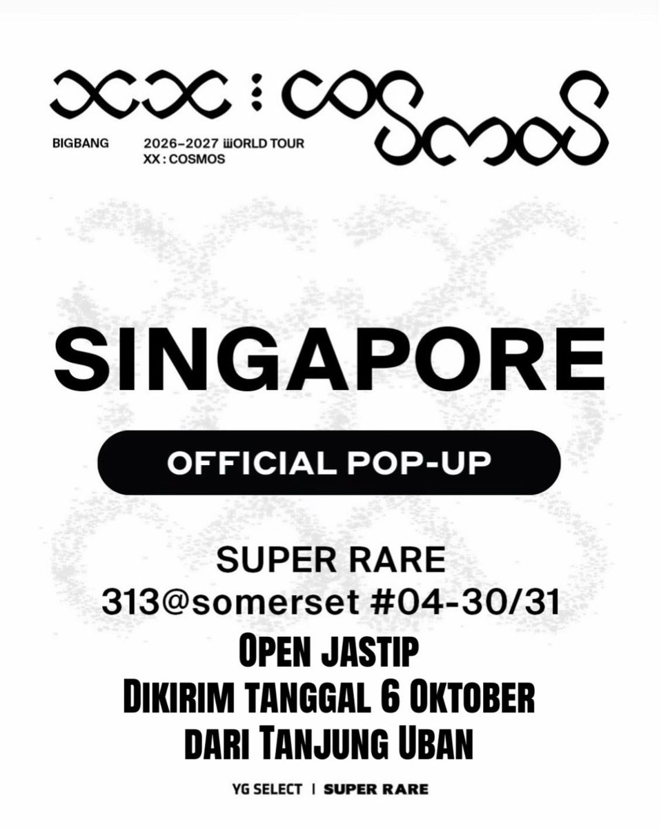 hililithlilith's tweet photo. Halo kak, ijin Open Jastip BIGBANG “XX : COSMOS” WORLD TOUR - Singapore Official Pop-Up

Paket dikirim: 6 Oktober dari Kepulauan Riau/COD di Venue konser tanggal 17 Oktober/COD di Batam

Format order/slot bisa langsung DM ya. Terima kasih
#bigbang #jastipmerchsingapore #kpop https://t.co/YDzL4ybQbA