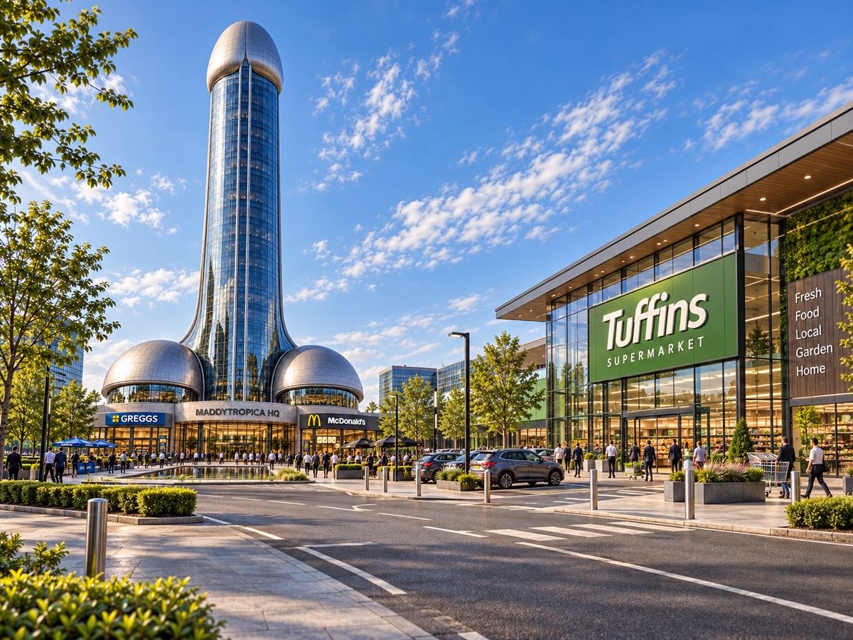 GovMaddytropica's tweet photo. Maddytropica HQ now features an all new state of the art Tuffins, as well as a Greggs and McDonalds! https://t.co/fTqf8Vt8yO