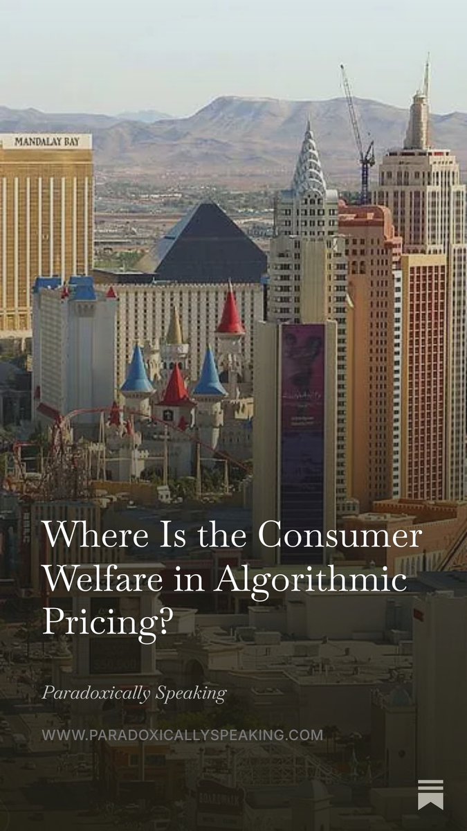BorkParadox's tweet photo. Sellers have always tried to figure out what buyers will pay, and for most of history they weren’t very good at it. The merchant knew his regulars, kept an eye on the shop down the street and adjusted as best he could. Then came market research, then spreadsheets, then pricing models of growing sophistication. Today’s algorithms are the latest step in that progression. Mostly they are better than people at digesting a great deal of information quickly.

That is not obviously bad for consumers, and airlines show why. A seat becomes worthless the moment the plane pushes back from the gate, so carriers adjust fares constantly to fill planes. Travelers grumble, with some justification, when the fare to Orlando doubles over spring break. They rarely complain about the Tuesday fare that drops because the airline would rather sell a seat cheaply than fly it empty. The same system produces both.

Hotels price rooms the same way. Retailers mark down whatever isn’t moving, and ride-hailing apps raise fares when a rainstorm brings out more riders than there are drivers. None of this is mysterious. Prices are supposed to move when supply and demand move, and that is much of what makes a price system worth having. Software speeds up the process. Say a hotel sees that next weekend’s bookings are soft and cuts its rates, and the hotel across the street notices and matches. No one would call the second hotel a conspirator because its manager looked out the window. Replace both managers with programs that read publicly posted rates and respond within minutes, and the economics are unchanged. The response is faster and more precise, which frequently works to the customer’s advantage.

Read our latest article here, at Paradoxically Speaking: https://t.co/b14DNALJQ6