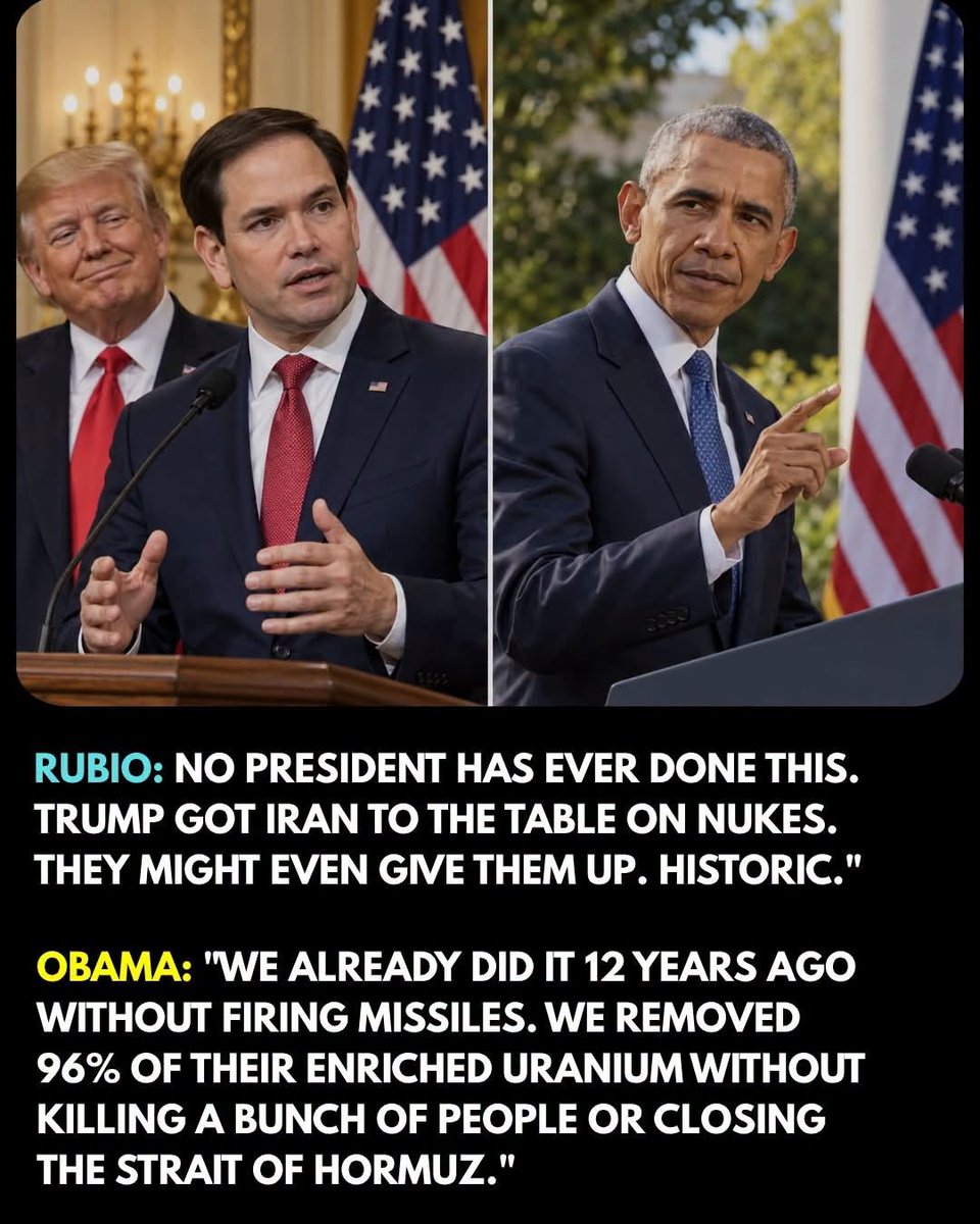 strujillo075's tweet photo. Imagine announcing that you have brought Iran to the negotiating table for the first time, while a signed nuclear agreement from 2015 sits in the history books. That earlier deal was reached without a war, and its initial implementation included Iran shipping more than 98 percent of its enriched uranium stockpile out of the country.