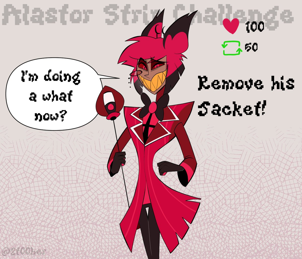 2t00ber's tweet photo. Alastor🦌 Strip challenge! Let's see how far we can go 
#Alastor #HazbineHotel https://t.co/SWDEJmxaiI