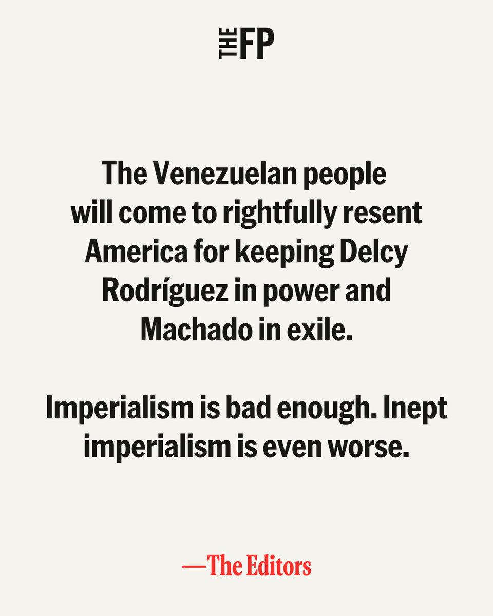 TheFP's tweet photo. The Trump administration has turned Venezuela into something like a backwater colony. And in doing so, it has put American interests last. Where did it go wrong?

Read our latest editorial here: https://t.co/nRh4rcMwrr https://t.co/fiRNrNsmmF