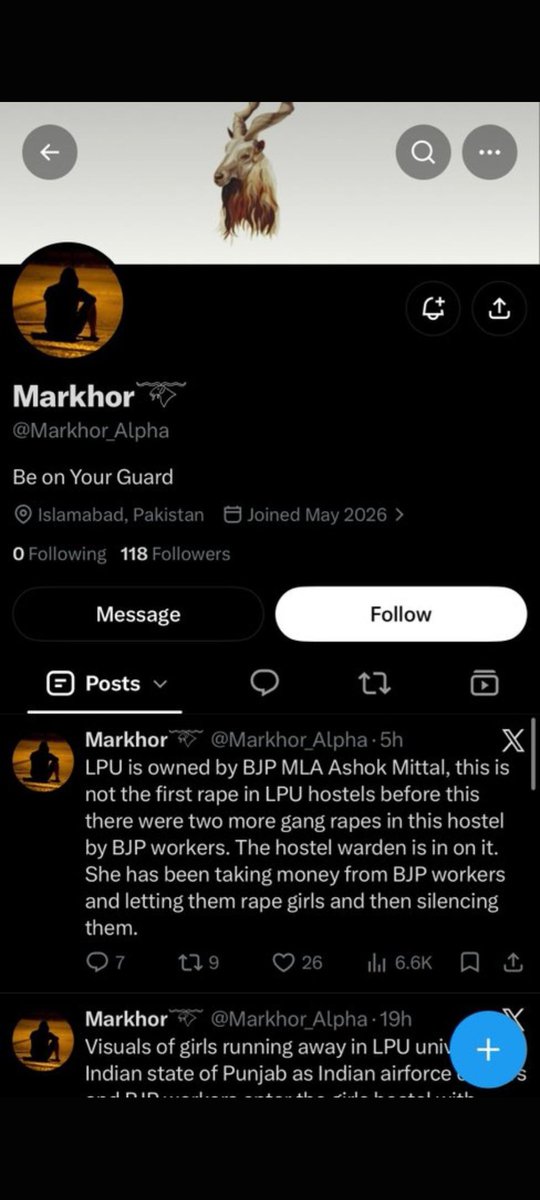 Goreunit's tweet photo. 🚨⚠️ ISPR FUNDED CAMPAIGN AGAINST THE INDIAN AIRFORCE @IAF_MCC !

Yesterday when all of LPU campus was in turmoil, ISPR 🇵🇰 Accounts found it as an opportunity to malign our highly dignified Airforce and started propaganda against it.

An Indian Account Called @PapakshOfficial also Joined the Disinformation campaign and Amplified this malignant agenda against our Airforce. He might be on ISI Payroll and needa a thorough background check.
Requesting @MythbusterXX @MEAIndia @IAF_MCC @PIBFactCheck 
To please look into this matter and take appropriate action on the aforementioned person.