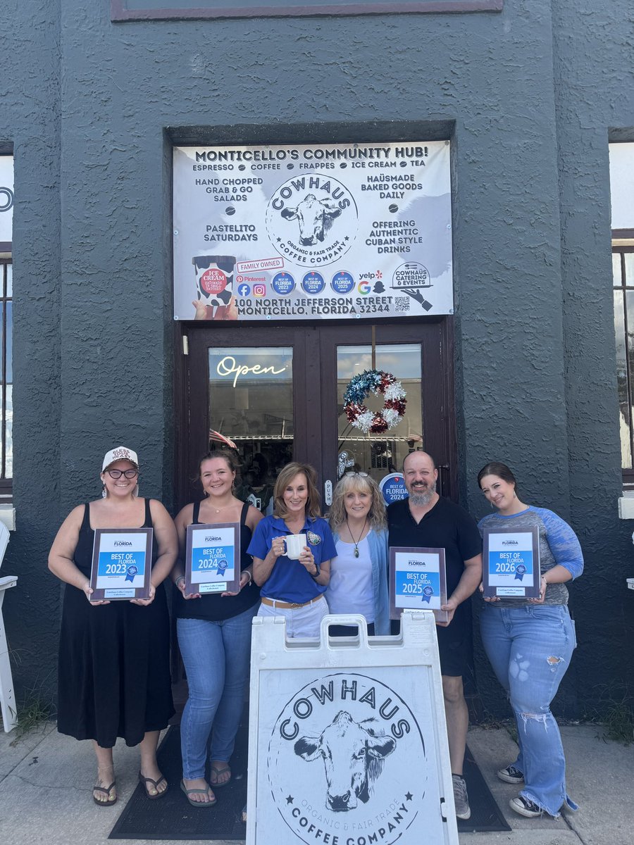AllisonTantFL's tweet photo. Happy National Coffee Day! Whether it’s Cowhaus or RedEye, you can find me meeting with constituents and enjoying my morning coffee at one of these award-winning small businesses. Congrats again to Jason &amp; Ashley Cowen of Cowhaus on their Best of Florida award! https://t.co/MEg7ko7Zqe