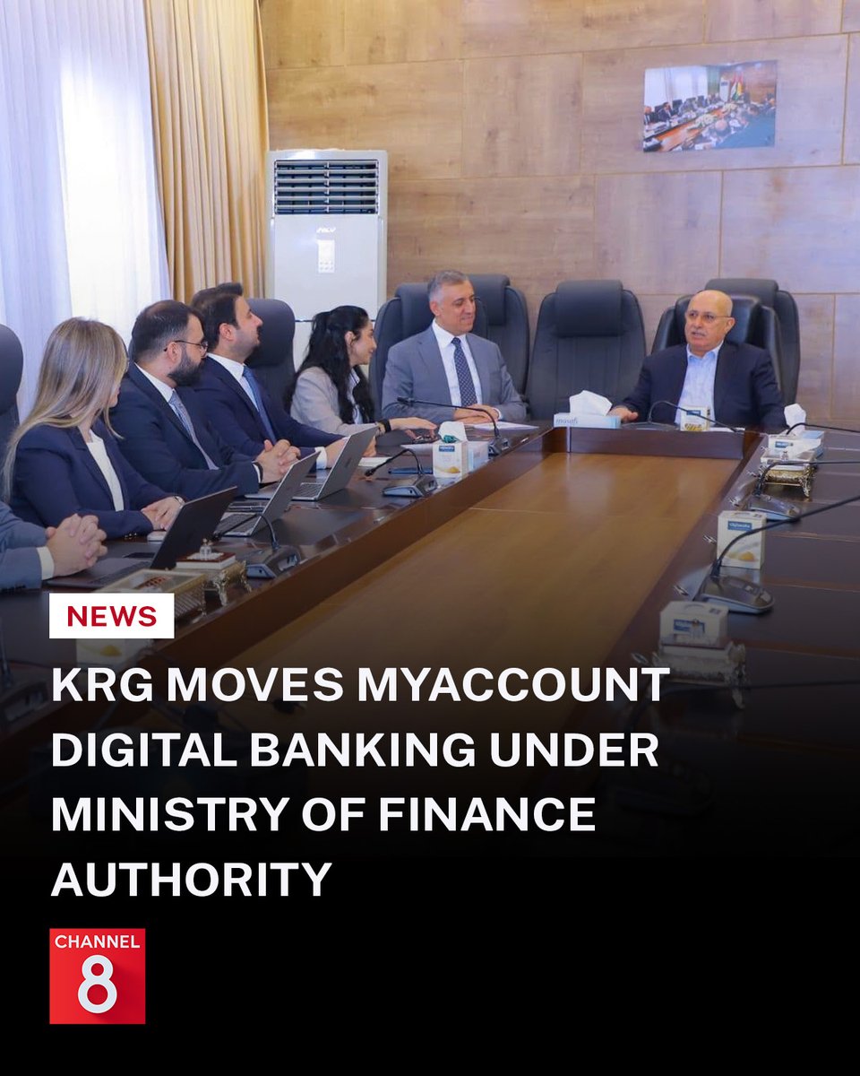 Channel8English's tweet photo. During a meeting with the MyAccount project team, KRG Finance Minister Awat Sheikh Janab highlighted the challenges previously faced by private banks, “emphasizing that these issues must be resolved as quickly as possible to deliver enhanced services to the employees and salary earners of the Kurdistan Region.”

Read more: https://t.co/rmKcgkShND