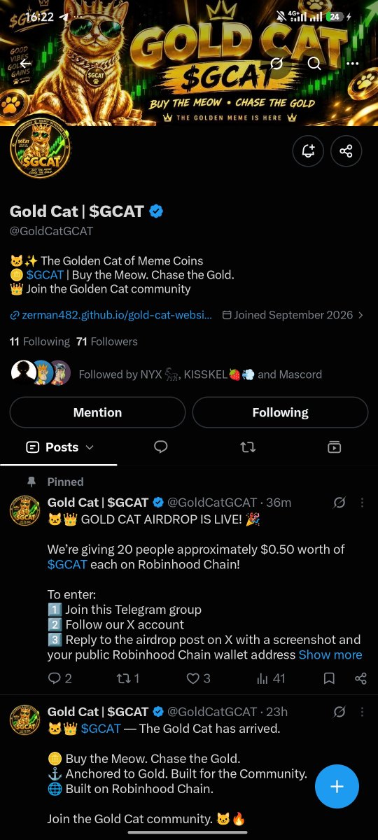 cryptowhickk_'s tweet photo. @GoldCatGCAT 0x78a8C19d89Ea794A9A5518e399D22cEeC01FfB39 https://t.co/8wXb7JuUID