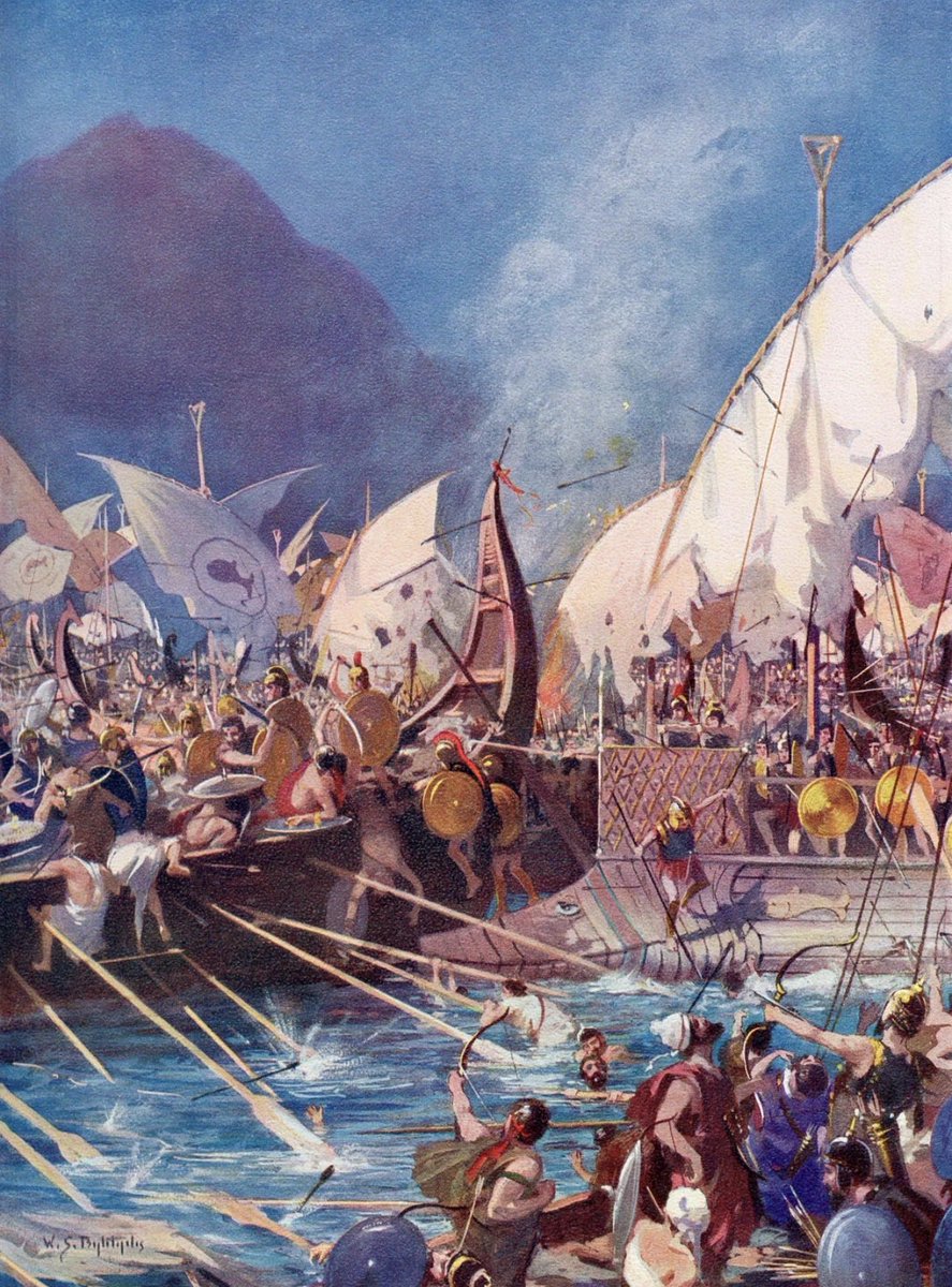 TodayinHistory's tweet photo. On this day in 480 BC, the Greek fleet under Themistocles defeated the Persian fleet of Xerxes I at the Battle of Salamis. https://t.co/WStGI1EJZi