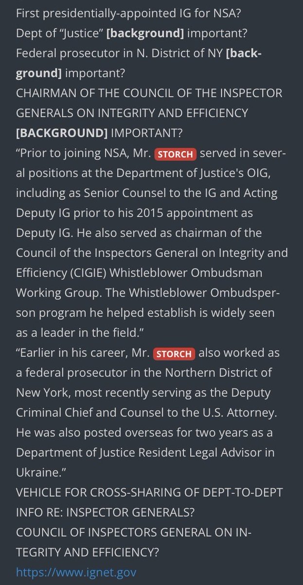 JoeLange's tweet photo. This is the perfect time to remind people about a KEY player in this WAR.

Robert Storch.

Who is he?

Storch completely revamped the whistleblower program and made it more lethal in exposing corruption.

He also played a major role in Trump’s first term.
Trump appointed him as the first ever Inspector General for the NSA.

Why is that important?

(Brave search)

“Storch’s primary focus as the first independent NSA IG was to establish robust audit, inspection, and investigation functions tailored to the agency’s secretive nature.
He prioritized enhancing transparency and whistleblower protections.”

Guess where he went to work after he left the NSA?

Biden nominated Storch to be the Inspector General of the Department of Defense.

Why was that position so important?

As IG of the DoD, Storch had oversight over security assistance to “Ukraine.” He assigned over 200 staff members to oversee “Ukraine spending.”

But that’s not all.

At the same time, Storch became Lead/Special Inspector General for Operation Atlantic Resolve (OAR)

(Brave search)

“In September 2023, the chair of the Council of the Inspectors General on Integrity and Efficiency (a bipartisan body of all federal IGs) designated Storch as the Lead IG for OAR, making him the coordinating lead across the DoD, State Department, and USAID inspector general offices for “all U.S. aid to Ukraine.”

Storch was overseeing “ALL U.S. aid to Ukraine,” from the DoD, State Department and USAID.

Do you think it’s just a coincidence that USAID was fully exposed for money laundering and corruption early in Trump’s second term?

What are the odds that Robert Storch was following the money, after gaining valuable knowledge from the intelligence community as Inspector General of the NSA?

USAID was a CIA/State Department proxy.

And now Trump is calling for the declassification of “ALL the Ukraine spending.”

Are you seeing the pattern?

Declassified evidence.

Storch is doing the investigations outside of the public spotlight.

1) USAID (CIA/State Department) corruption exposed first.

2) Ukraine spending exposed next, which will FORCE the ending of the war in Ukraine.

But Storch isn’t finished.

Did you know that Trump fired Storch along with a dozen other IG’s in his second term?

Was it STRATEGIC?

Did it give Storch “cover” and open the door for another important job?

Guess where Storch is working now?

(Brave search)

“Robert Storch serves as the Inspector General of the State of Delaware.
As the state’s first Inspector General, he leads an independent, nonpartisan office established by Senate Bill 4 to investigate fraud, waste, abuse, and corruption within Delaware government agencies.”

Did you catch that?

Storch is the first ever Inspector General of the state of Delaware.

Coincidence?

He is investigating fraud, waste, abuse and corruption within the “government.”

Just a coincidence, that Biden was a Senator from Delaware for 36 years and was getting money laundered for his presidential campaign from Ukraine?

It’s not just about Burisma.

Am I connecting the dots?

How many other democrats were getting Ukraine money for their campaigns?

But I don’t think Storch is focusing on Biden in Delaware.
Biden is the “low hanging fruit.”

Who is Storch really focusing on?

Do you understand how important Delaware is, to the corrupt “financial system?”

“Most people think of Wall Street as the headquarters of American capitalism, but thanks to a unique set of “business-friendly” laws, Delaware has earned the title “Corporate Capital” of the U.S. A whopping 50 percent of America’s publicly traded companies are incorporated there, including over 66 percent of the Fortune 500.”

https://t.co/Cyr1KJ0cQ0

Storch is investigating the Delaware state involvement in setting up the biggest “onshore” shell company system in the U.S.
A sure sign of corruption.

Delaware is also responsible for the high credit card interest rates that break many usury laws around the country.

Coincidence?
