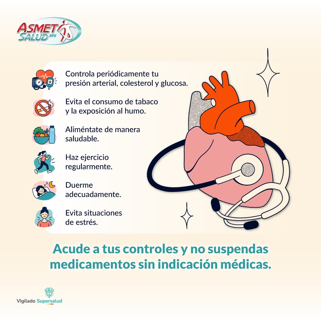 AsmetSalud's tweet photo. ❤️ Cuidar tu corazón está en tus manos. Adopta hábitos saludables, realiza tus controles médicos y sigue las recomendaciones de tu equipo de salud. ¡Pequeñas decisiones pueden marcar la diferencia!

#DatosQueSalvanVidas https://t.co/7ID5MHBDSn