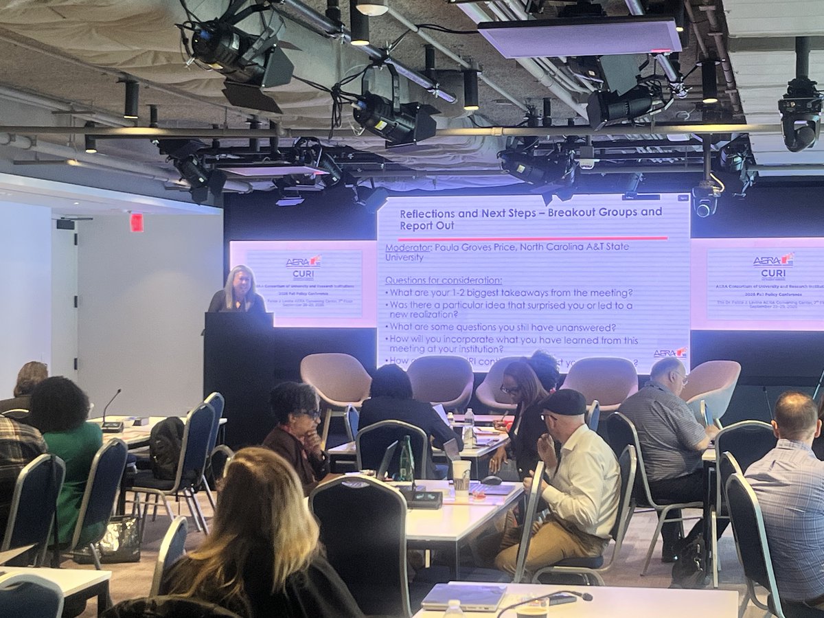 AERA_EdResearch's tweet photo. Wrapping up a successful AERA-CURI 2026 Fall Policy Conference on its second day with discussions of strategies for effective leadership among the federal landscape and collaborating with university government affairs offices. https://t.co/koAmMoxMQ5