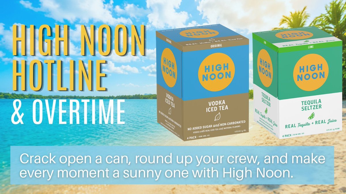 TonyBasilio's tweet photo. Hotline and Overtime brought to you by High Noon Spirits  https://t.co/LZl7PoQArh https://t.co/eyXV2ovQ68