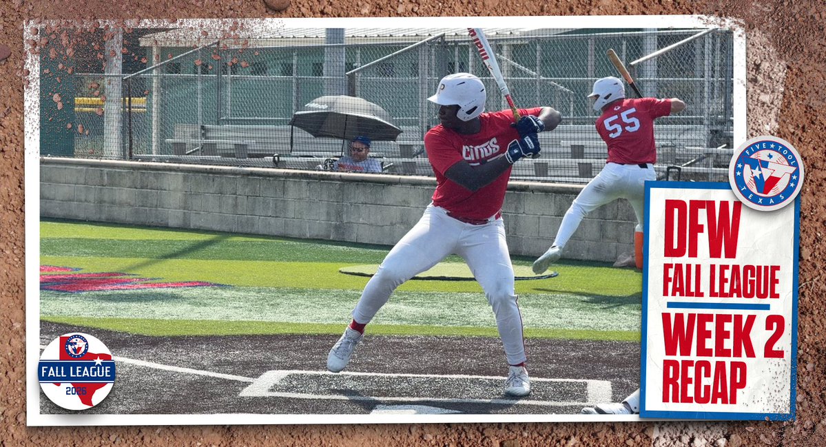 FiveToolTexas's tweet photo. .@FiveTool Texas #DFWFallLeague Week 2 Recap featuring @Jacob_Brown81, @BryceMcNeely2, @aiden_moffitt85, @BRyScrabeck + more.

READ » https://t.co/CgSKQFYsjg

#WatchEm https://t.co/q2qxblSiQR