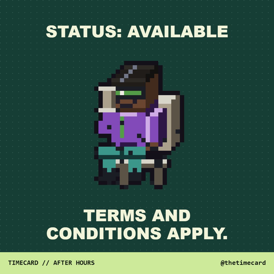 thetimecard's tweet photo. STATUS: AVAILABLE

Terms and conditions apply. https://t.co/Ez5XuonALy