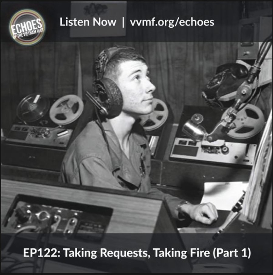 VVMF's tweet photo. Echoes of the Vietnam War is committed to telling the stories of the Vietnam Era — from the battlefield to the home front, and from those who served to those whose lives were forever shaped by the war.

Check out our latest episodes:
🎙️ Taking Requests, Taking Fire, Parts 1 and 2 — Armed Forces Vietnam Network disc jockey John Bagwell shares how a radio assignment in Huế became a fight for survival during the Tet Offensive.
🎙️ The War Within a War, Part 1 — acclaimed author Wil Haygood explores the intersection of the Vietnam War and the civil rights movement, and the experiences of Black Americans serving during a time of profound change at home.

🎧 Listen now wherever you get your podcasts or at https://t.co/lIggQaPopU.