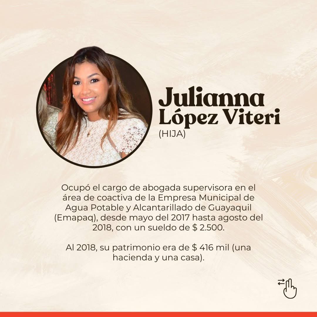 TioElmoi01's tweet photo. Que buen momento para recordarle a Guayaquil como toda la familia cercana Cynthia Viteri vivió a costa del Municipio de Guayaquil. 

Una investigación de @Expresoec que debes leer. 

Ah y recuerden siempre que su Esposo se llevó contratos por más de $800 mil dólares. 😌

https://t.co/zL9eQzvOxE