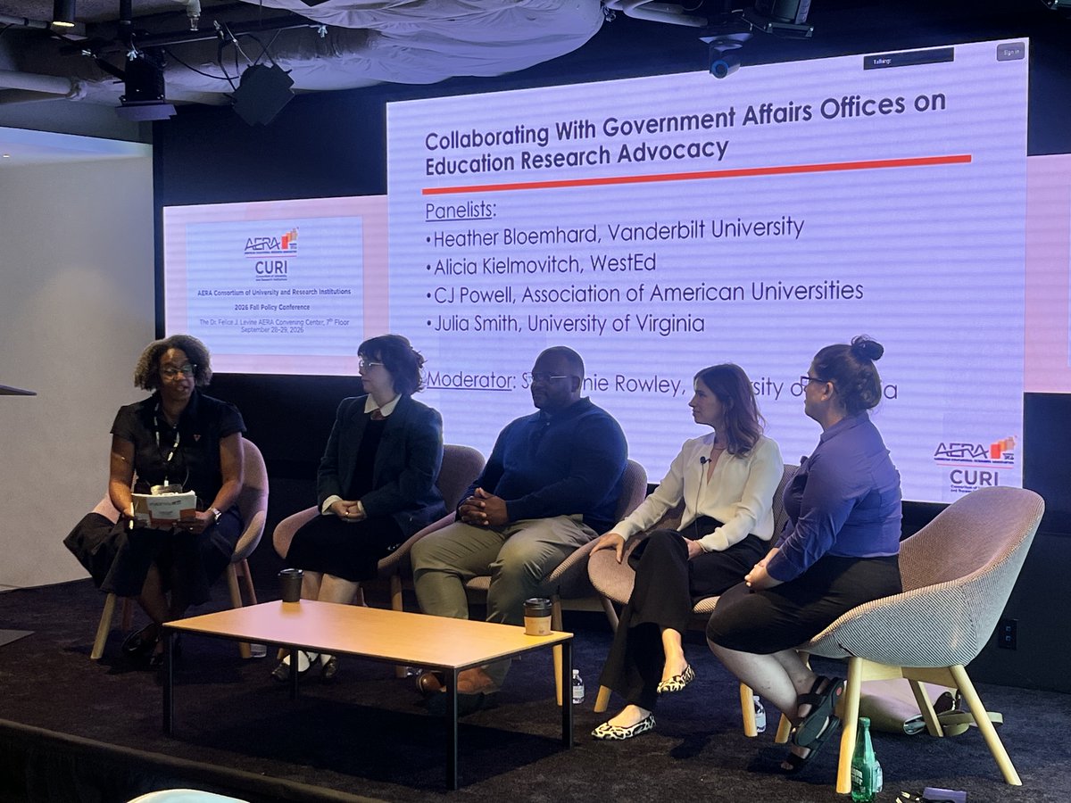 AERA_EdResearch's tweet photo. Wrapping up a successful AERA-CURI 2026 Fall Policy Conference on its second day with discussions of strategies for effective leadership among the federal landscape and collaborating with university government affairs offices. https://t.co/koAmMoxMQ5