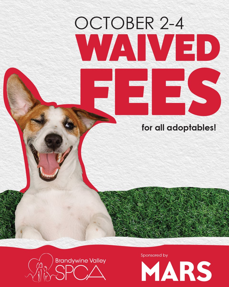 BVSPCA_DC's tweet photo. This weekend, we’re partnering with @MarsGlobal for their 18th annual Mars Global Adoption Weekend. Adoption fees on ALL pets are sponsored Friday Oct. 2 - Sunday, Oct. 4 by Mars, @AdoptaPetcom, and @PedigreeFound. #ClearThePath https://t.co/CC2p6zLm5c